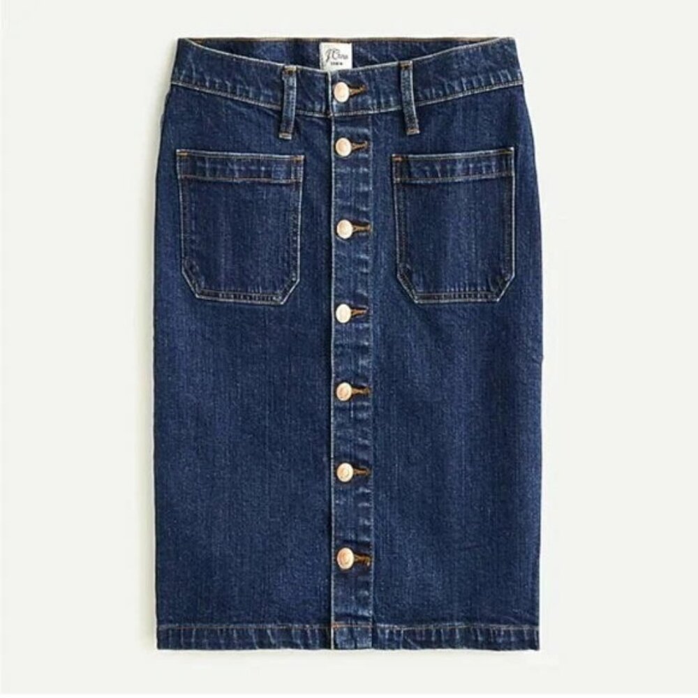 J. Crew Classic Button-front Blue Denim Skirt Size 28